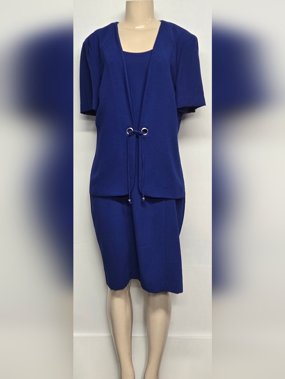 J. Taylor 14 Dress Front Tie Short Sleeve Faux Twinset Business Event Evening